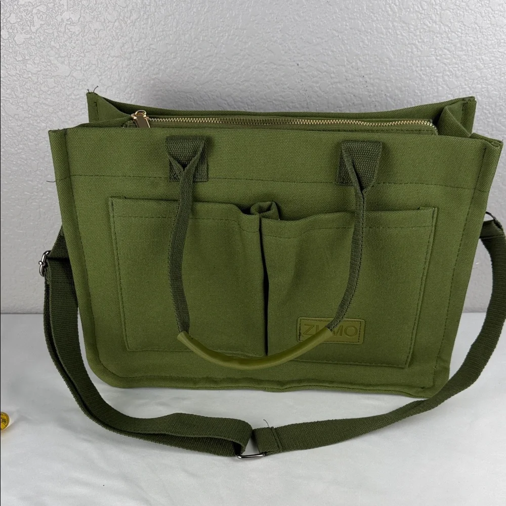 Canvas Tote Bag for Women Crossbody Work Bag Army Green - Picture 6 of 11